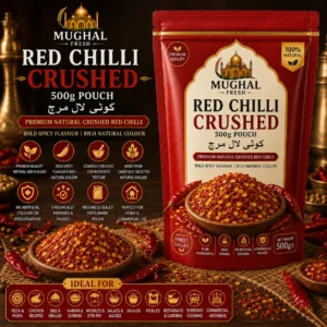 Red Chilli Crushed – 500g Pouch | Premium Natural Crushed Red Chilli