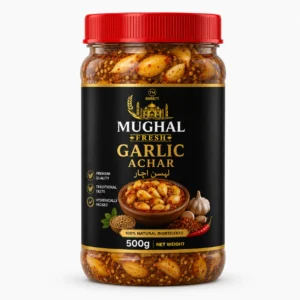 Mughal Fresh Garlic Achar – 500g Jar | Traditional Homemade Pickle